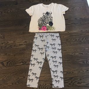 Gymboree matching zebra crop top and crop leggings